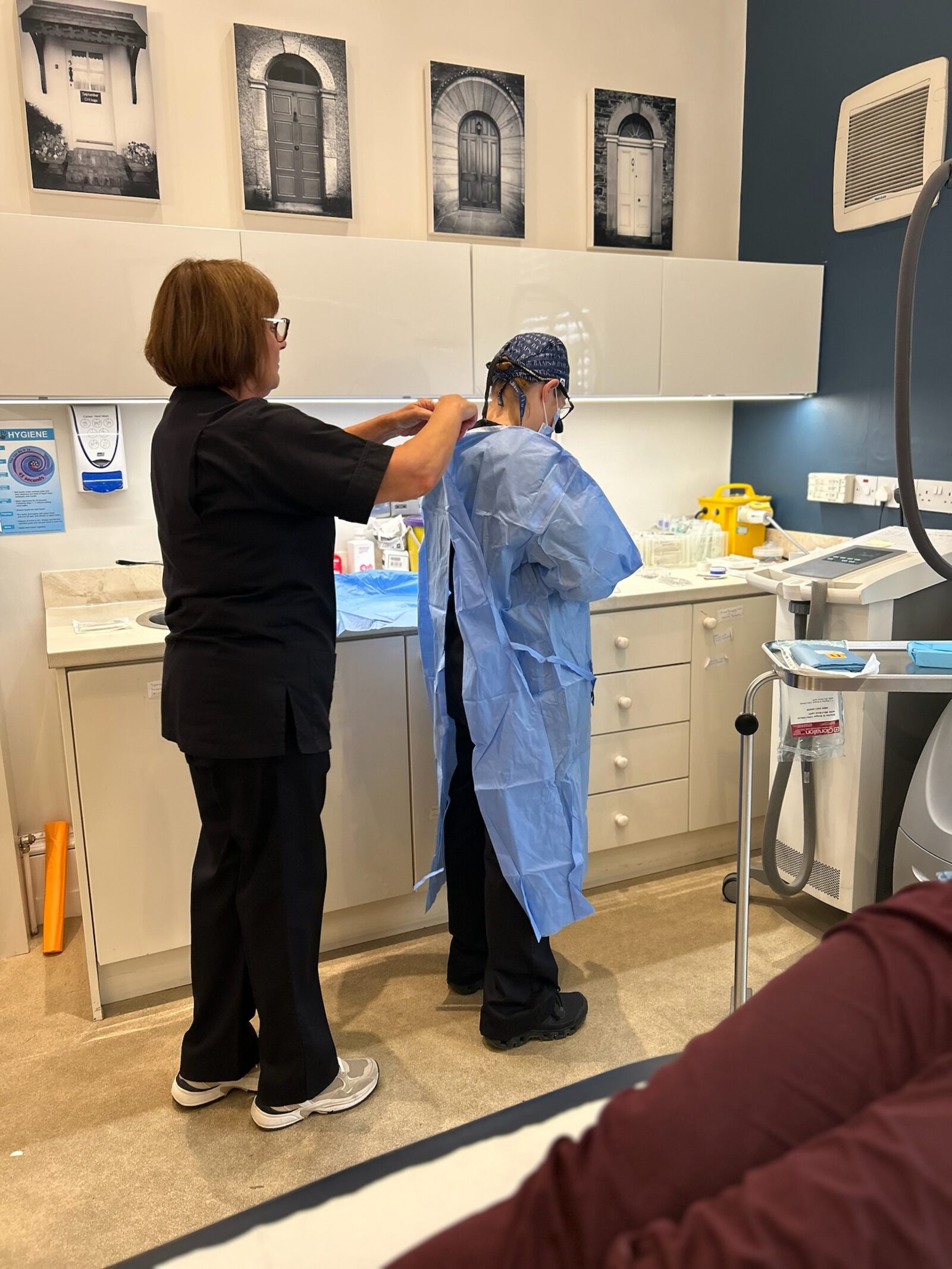 Preparing the procedure room at Bloomfield Laser Clinic